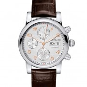 Montblanc Star Traditinal Chronograph Automatic Silver Dial Brown Leather Men Watch 113847 3665